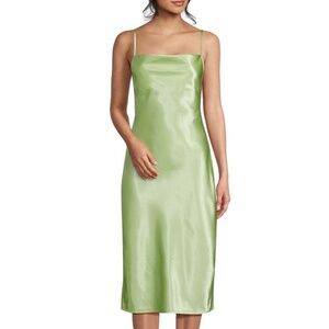 Chelsea & Violet  Satin Swing Neck Midi Slip Dress in Light Green Size XL